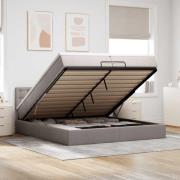 vidaXL Ottoman sängram med madrass taupe 200x200 cm tyg