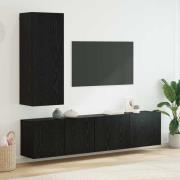 vidaXL TV väggskåp set Väggmonterad 5 pcs Svart ek Konstruerat trä