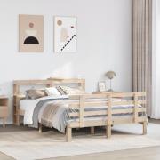 vidaXL Sängram med huvudgavel 140x190 cm massiv furu
