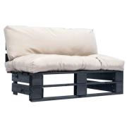 vidaXL Pallsoffa med sandfärgade dynor furu