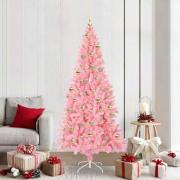 vidaXL Julgran med 300 LED-lampor med stativ Rosa 210 cm PVC