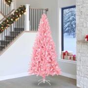 vidaXL Julgran med 300 LED-lampor med stativ Rosa 240 cm PVC