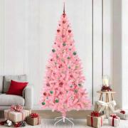 vidaXL Julgran med 300 LED-lampor med stativ Rosa 240 cm PVC