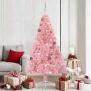 vidaXL Konstgjord Förbelyst Julgran med 300 LED-lampor Rosa 180 cm PVC