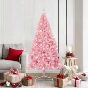 vidaXL Konstgjord Förbelyst Julgran med 300 LED-lampor Rosa 180 cm PVC