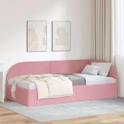 vidaXL Hörn Sängram med huvudgavel Rosa 100 x 200 cm Sammet