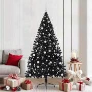 vidaXL Konstgjord Förbelyst Julgran Svart 210 cm PVC