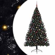 vidaXL Konstgjord Förbelyst Julgran Svart 210 cm PVC