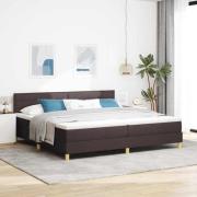 vidaXL Bäddfjäder med kudde med huvudgavel Mörkbrun 200 x 200 cm tyg