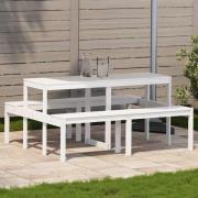 vidaXL Picknickbord vit 160x134x75 cm massivt trä