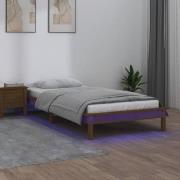 vidaXL Sängram LED honungsbrun 75x190 cm massiv trä