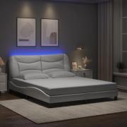 vidaXL Bed Frame with LED without Mattress "Hvar" White 160x200 cm