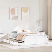 vidaXL Sängram utan madrass vit 150x200 cm massiv furu