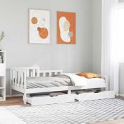 vidaXL Dagbädd med lådor vit 80x200 cm massiv furu