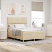 vidaXL Bäddfjäder med madrass med huvudgavel Kräm 160 x 200 cm tyg