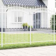 vidaXL Trädgårdsstängsel Vit 240 x 190 cm Pulverlackerad stål