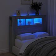 vidaXL Sänggavel LED grå sonoma 120x18,5x103,5 cm konstruerat trä