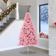 vidaXL Konstgjord Förbelyst Julgran med 300 LED-lampor Rosa 240 cm PVC