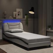 vidaXL Bed Frame with LED without Mattress "Hvar" White and Black 80x2...