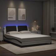 vidaXL Bed Frame with LED without Mattress "Zadar" White and Black 160...