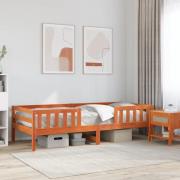 vidaXL Sängram utan madrass vaxad brun 90x200 cm massiv furu