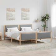vidaXL Sängram med huvudgavel Ljusgrå 200 x 200 cm tyg