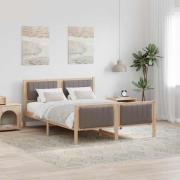 vidaXL Sängram med huvudgavel Brun och taupe 140 x 190 cm Massiv furu