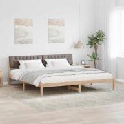 vidaXL Sängram med huvudgavel Brun och taupe 200 x 200 cm Massiv furu