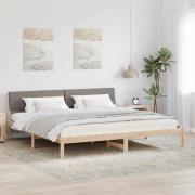 vidaXL Sängram med huvudgavel Brun och taupe 200 x 200 cm Massiv furu
