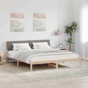 vidaXL Sängram med huvudgavel Brun och taupe 180 x 200 cm Massiv furu