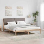 vidaXL Sängram med huvudgavel Brun och taupe 180 x 200 cm Massiv furu