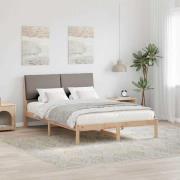 vidaXL Sängram med huvudgavel Brun och taupe 160 x 200 cm Massiv furu