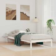 vidaXL Sängram med sidobord Vit 90 x 210 cm Massiv furu