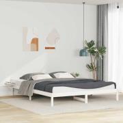 vidaXL Sängram med sidobord Vit 200 x 210 cm Massiv furu