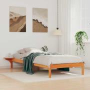 vidaXL Sängram med sidobord Vaxbrun 100 x 220 cm Massiv furu