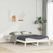 vidaXL Sängram med sidobord Vit 160 x 220 cm Massiv furu