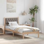 vidaXL Sängram med huvudgavel Taupe 75 x 190 cm Massiv furu