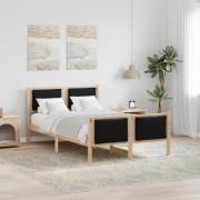 vidaXL Sängram med huvudgavel Svart 120 x 200 cm tyg