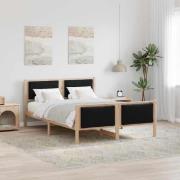 vidaXL Sängram med huvudgavel Svart 135 x 190 cm tyg