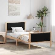 vidaXL Sängram med huvudgavel Svart 90 x 190 cm tyg