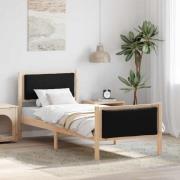 vidaXL Sängram med huvudgavel Svart 75 x 190 cm tyg