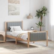 vidaXL Sängram med huvudgavel Brun och ljusgrå 80 x 200 cm Massiv furu