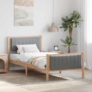 vidaXL Sängram med huvudgavel Brun och ljusgrå 90 x 190 cm Massiv furu