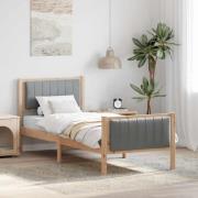 vidaXL Sängram med huvudgavel Brun och ljusgrå 75 x 190 cm Massiv furu