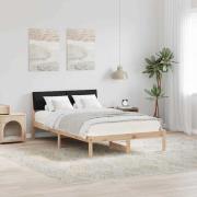 vidaXL Sängram med huvudgavel Brun och svart 120 x 190 cm Massiv furu