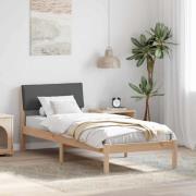 vidaXL Sängram med huvudgavel brun och mörkgrå 75 x 190 cm Massiv furu