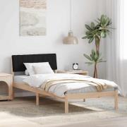 vidaXL Sängram med huvudgavel Brun och svart 90 x 190 cm Massiv furu