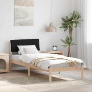 vidaXL Sängram med huvudgavel Brun och svart 75 x 190 cm Massiv furu