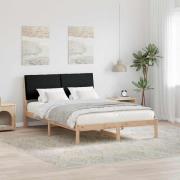 vidaXL Sängram med huvudgavel Brun och svart 140 x 200 cm Massiv furu