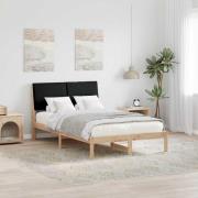 vidaXL Sängram med huvudgavel Brun och svart 135 x 190 cm Massiv furu